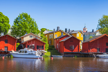 Red wooden houses of Porvoo town