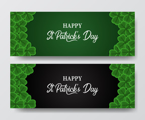 Banner header template for St. Patrick's day event with black and green background