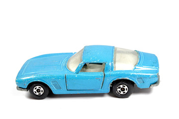 Vintage Retro Sports Car Child Toy On White Background