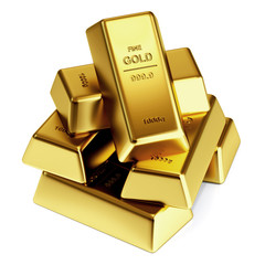 Gold bars background. 3d render.