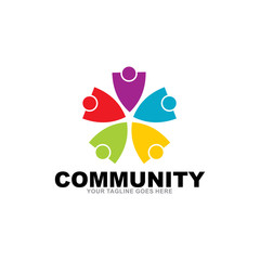 Obraz premium community and adoption care logo design vector template