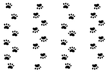 Footprints of a walking animal on a white background. Animal paw prints comic are funny. 