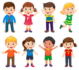 Happy children in different positions illustration