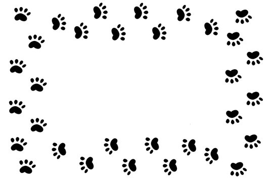 Frame Footprints of a walking animal. Animal paw prints comic are funny.  
