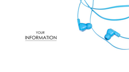 Blue headphones music pattern on white background isolation