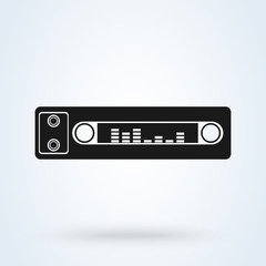 Car radio. Single flat icon on white background. Vector illustration