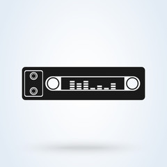 Car radio. Single flat icon on white background. Vector illustration