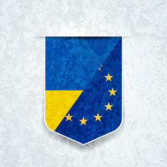 European Union & Ukraine flags shield sign illustration concept