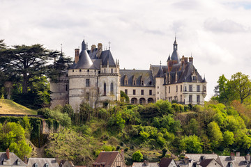 Fototapeta na wymiar Riverside view Fairytale Chaumont-sur -Loire castle. Loire valley, France