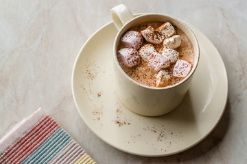 Healthy Homemade Milk Babyccino with Marshmallows and Cocoa / Cinnamon Powder