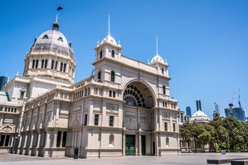 Scenic view of the Royal Exhibition Building north side a world heritage site in Melbourne VIC Australia