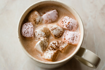 Healthy Homemade Milk Babyccino with Marshmallows and Cocoa / Cinnamon Powder