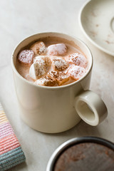 Healthy Homemade Milk Babyccino with Marshmallows and Cocoa / Cinnamon Powder