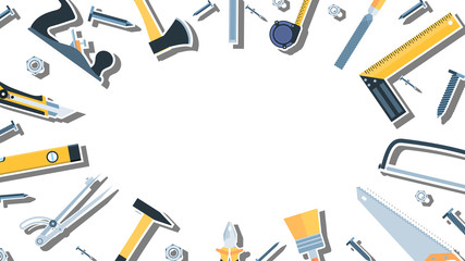 Flat paper construction tools with copy space. Wide angle eps10 vector illustration
