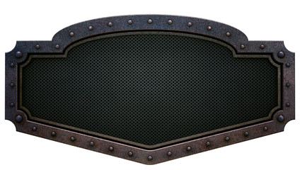 Medieval banner with grille mesh.