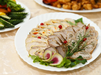 Cut appetizer on plate