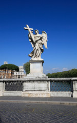 Fototapeta na wymiar Statue on the Saint Angelo bridge over the Tiber river in Rome, Italy