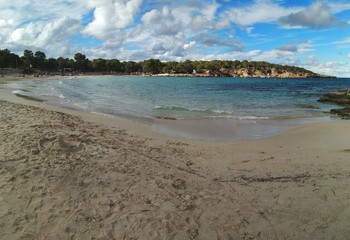 famous beach of Cala Bassa in ibiza, pitiusa island of the balearics