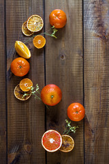 Ripe citrus fruits - oranges and tangerinnes.