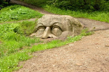 Stone head of unknown origin.
