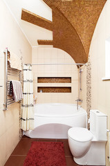 Bathroom design in golden and brown colors mosaic