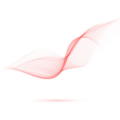 Abstract red color wave design element. vector background with curves lines.