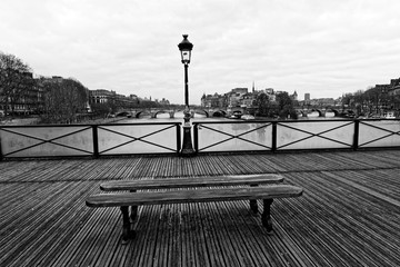 Pont aux arts bridge and Seine river in Paris city