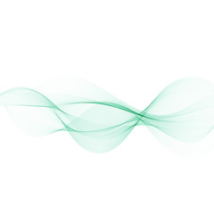 Abstract green wavy lines. Colorful vector background. smoke