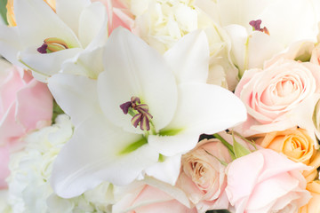 Obraz na płótnie Canvas White wedding background, Lily flower