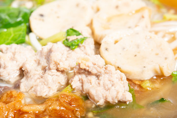 Vietnamese rice noodles cooked in Thai style on white background