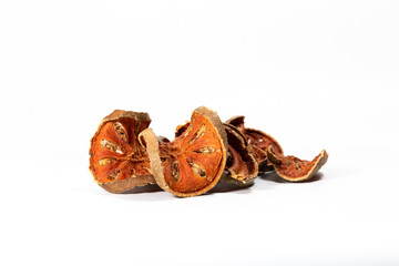 Slices of dried bael fruit
