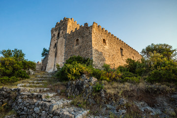 Fototapeta na wymiar Kapetanakis yard - the medieval fortress in Messenia near Kalamata