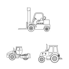 Vector design of build and construction sign. Collection of build and machinery stock symbol for web.