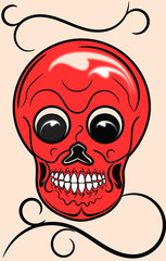 red skull pattern design
