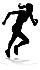 Silhouette runner in a race track and field event