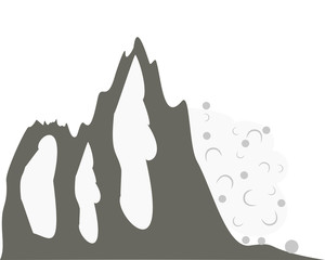 Schneelawine am Berghang