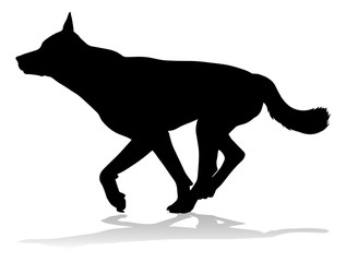 A detailed animal silhouette of a pet dog