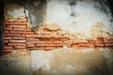 Grungy old brick wall pattern. Abstract red aged brick background.