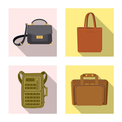 Vector illustration of suitcase and baggage icon. Collection of suitcase and journey stock symbol for web.