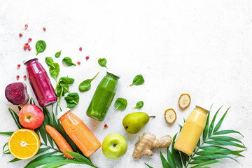 Colorful smoothies bottles