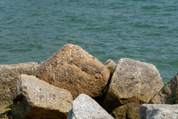 The rock formations that protect the coast from sea waves