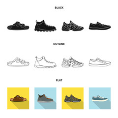 Vector design of shoe and footwear icon. Collection of shoe and foot stock symbol for web.