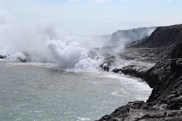 Volcanic activity and gas explosion of Kilauea volcano on Hawaii in 2016.