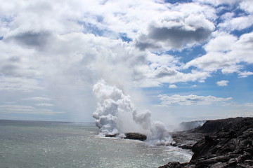 Fototapeta na wymiar Volcanic activity and gas explosion of Kilauea volcano on Hawaii in 2016.