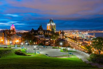 Night view of the famous Fairmont Le Château Frontenac