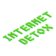 internet detox text in green colors isolated on white background, stock vector illustration clip art