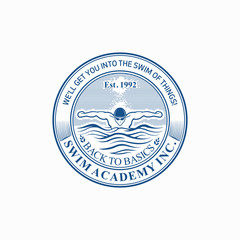 Swimming emblem vintage logo