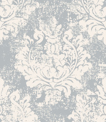 Baroque grunge texture pattern Vector. Floral ornament decoration old effect. Victorian engraved retro design. Vintage fabric decors. Luxury fabrics