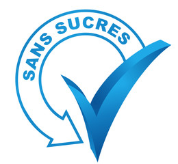 sans sucres sur symbole validé bleu