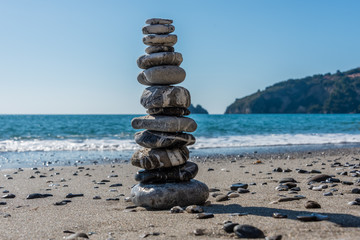 Stone Stack on a Beach in Southern Italy